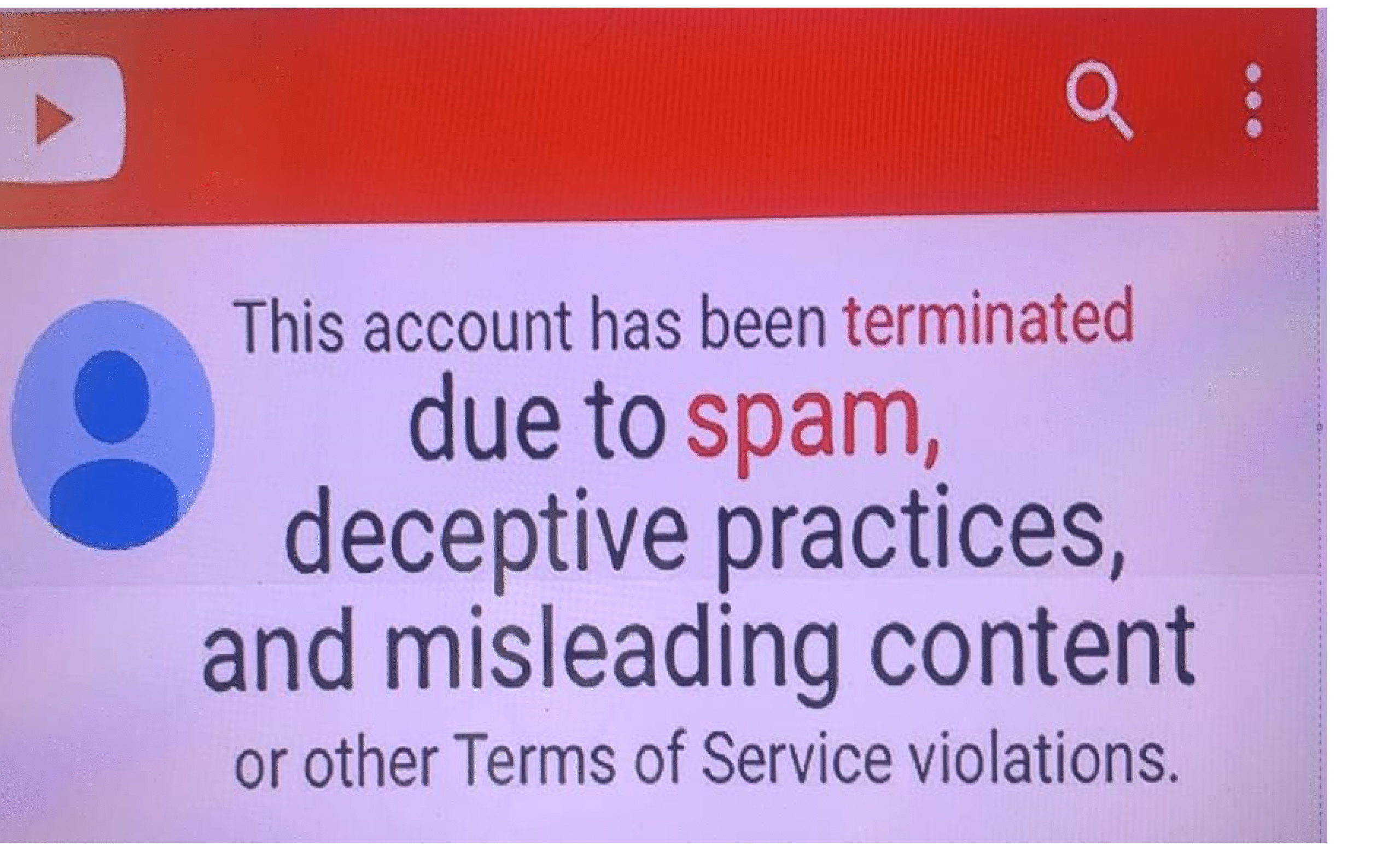 my youtube channel has been suspended